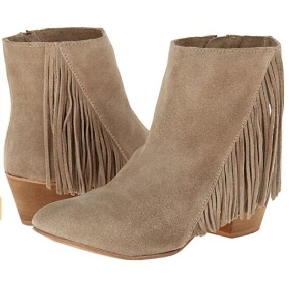 Seychelles‎ Good Advice Leather Suede Fringe Boots Ankle 7.5 Beige - Picture 2 of 9